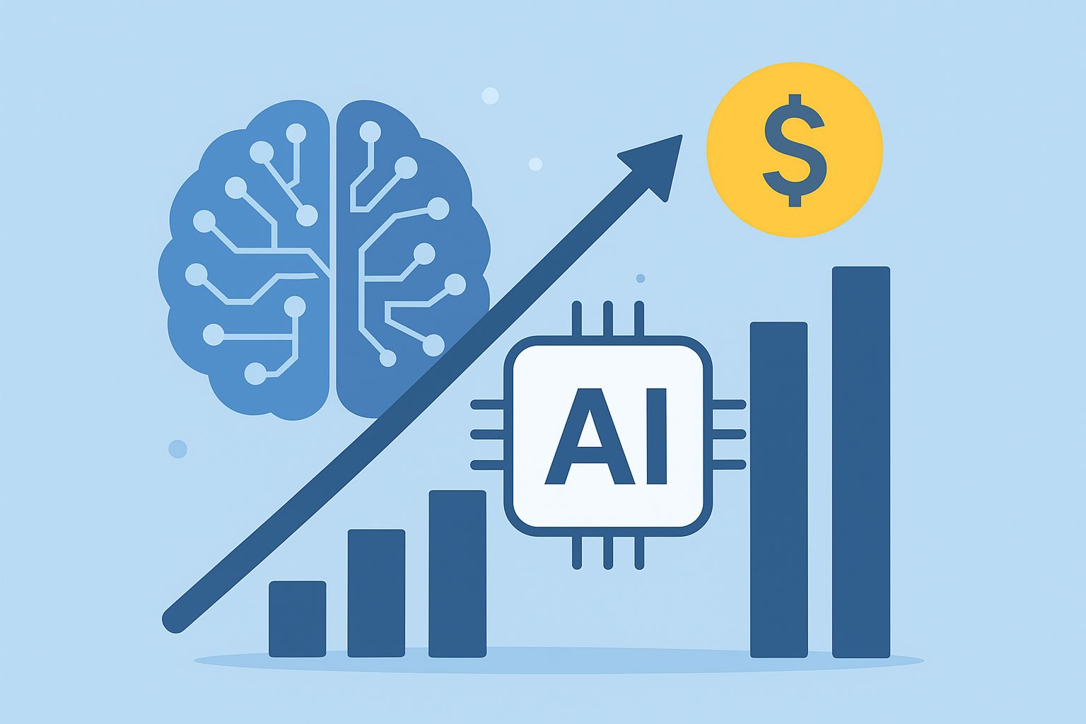 Imagem de Inteligência Artificial e gráficos de crescimento